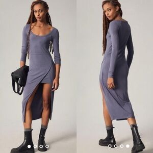 anthropologie daily practice long sleeve ribbed maxi dress